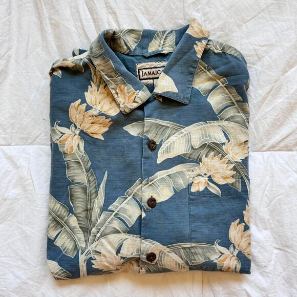 Jamaica Jaxx Vintage hawaiian silk button up shirt MD relaxed coastal resort - Picture 5 of 8